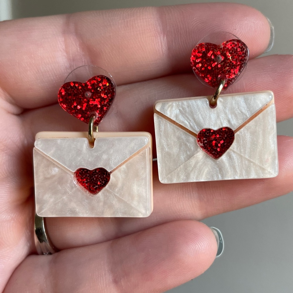Altar’d State Valentine’s Day heart envelope earrings